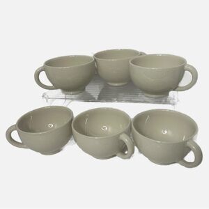 6 Jars France Crackled Off White Tourron E’corce Coffee Tea Mugs Holds 1/2 cup